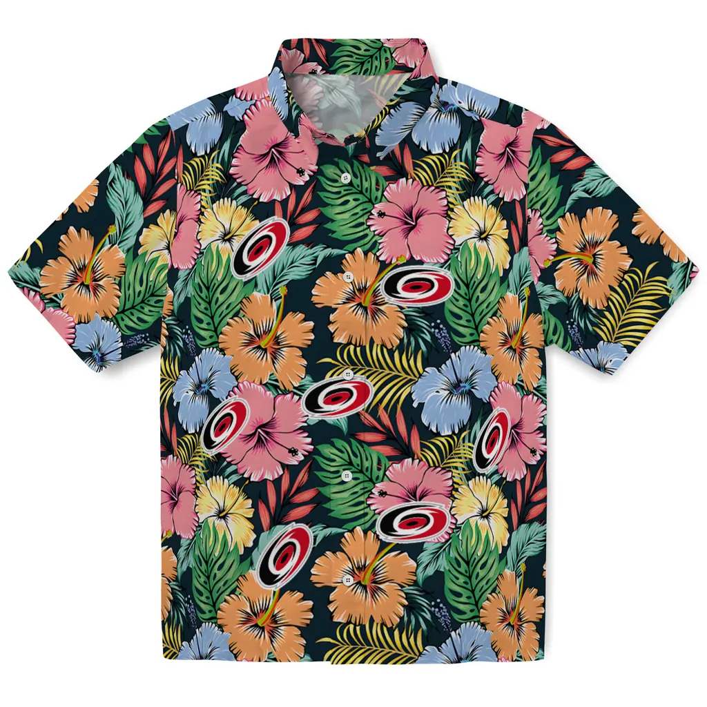 Carolina Hurricanes Hawaiian Shirt - Brilliant Hibiscus Garden 1 Carolina Hurricanes Hawaiian Shirt - Brilliant Hibiscus Garden