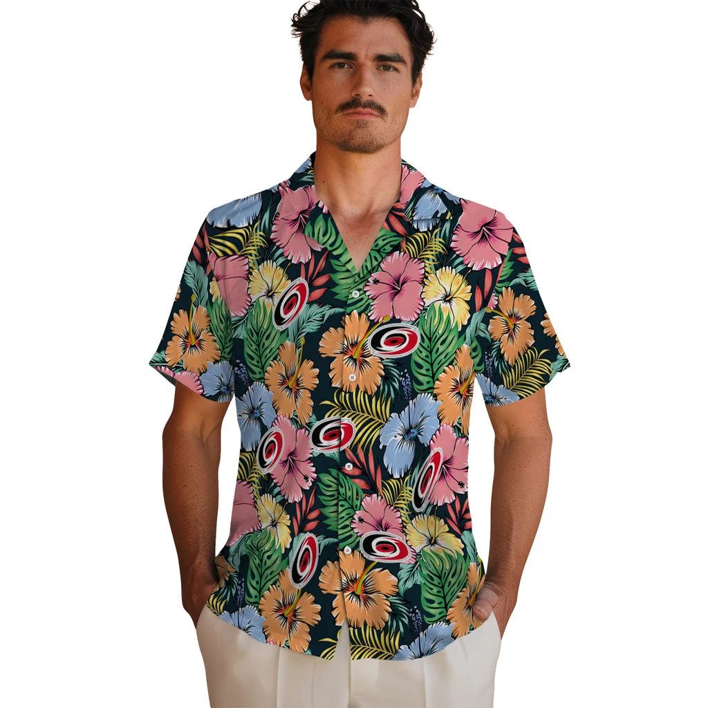Carolina Hurricanes Hawaiian Shirt - Brilliant Hibiscus Garden 2 Carolina Hurricanes Hawaiian Shirt - Brilliant Hibiscus Garden - Image 2
