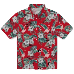 Carolina Hurricanes Hawaiian Shirt - Flamingo and Hibiscus
