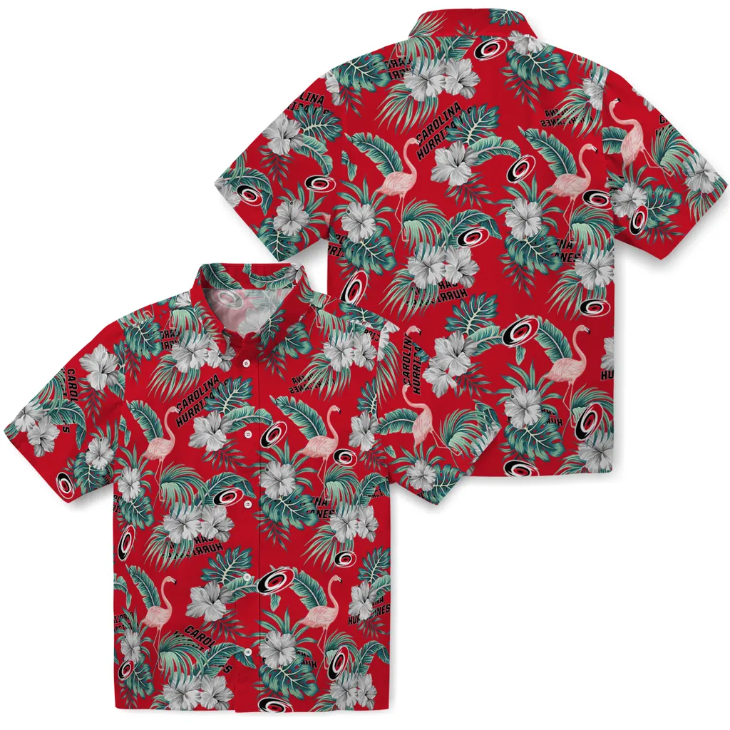 Carolina Hurricanes Hawaiian Shirt - Flamingo and Hibiscus 3 Carolina Hurricanes Hawaiian Shirt - Flamingo and Hibiscus - Image 3