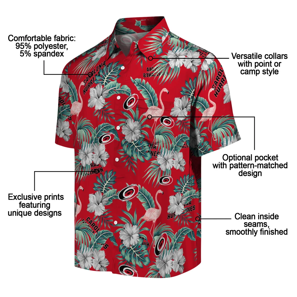 Carolina Hurricanes Hawaiian Shirt - Flamingo and Hibiscus 5 Carolina Hurricanes Hawaiian Shirt - Flamingo and Hibiscus - Image 5