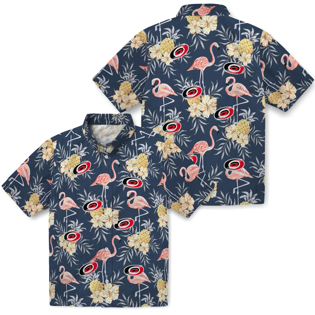 Carolina Hurricanes Hawaiian Shirt - Flamingo Hibiscus 3 Carolina Hurricanes Hawaiian Shirt - Flamingo Hibiscus - Image 3