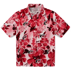 Carolina Hurricanes Hawaiian Shirt - Hibiscus Arrangement