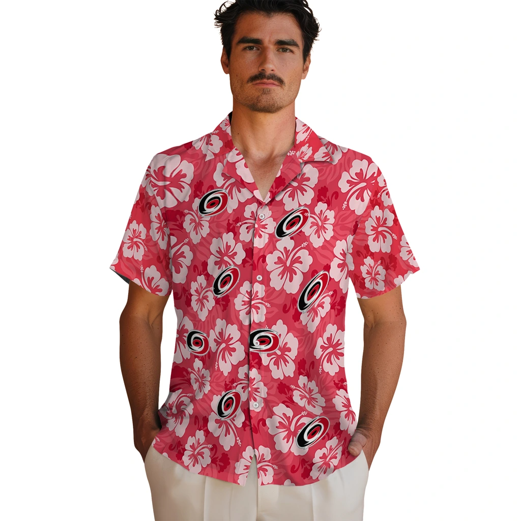 Carolina Hurricanes Hawaiian Shirt - Hibiscus Cluster 2 Carolina Hurricanes Hawaiian Shirt - Hibiscus Cluster - Image 2