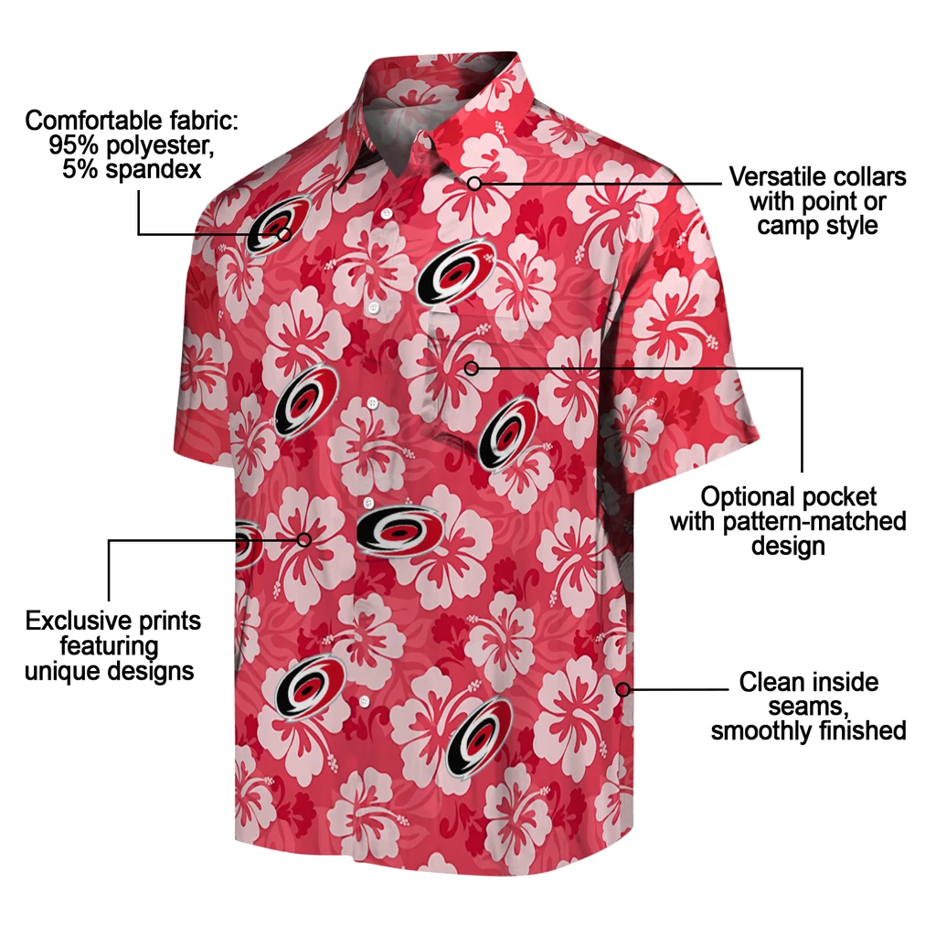 Carolina Hurricanes Hawaiian Shirt - Hibiscus Cluster 5 Carolina Hurricanes Hawaiian Shirt - Hibiscus Cluster - Image 5
