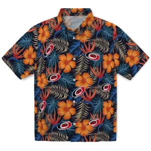 Carolina Hurricanes Hawaiian Shirt - Hibiscus Foliage