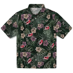 Carolina Hurricanes Hawaiian Shirt - Hibiscus Leaves Pattern