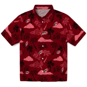 Carolina Hurricanes Hawaiian Shirt - Palm And Clouds