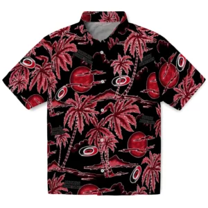 Carolina Hurricanes Hawaiian Shirt - Palm Sunset