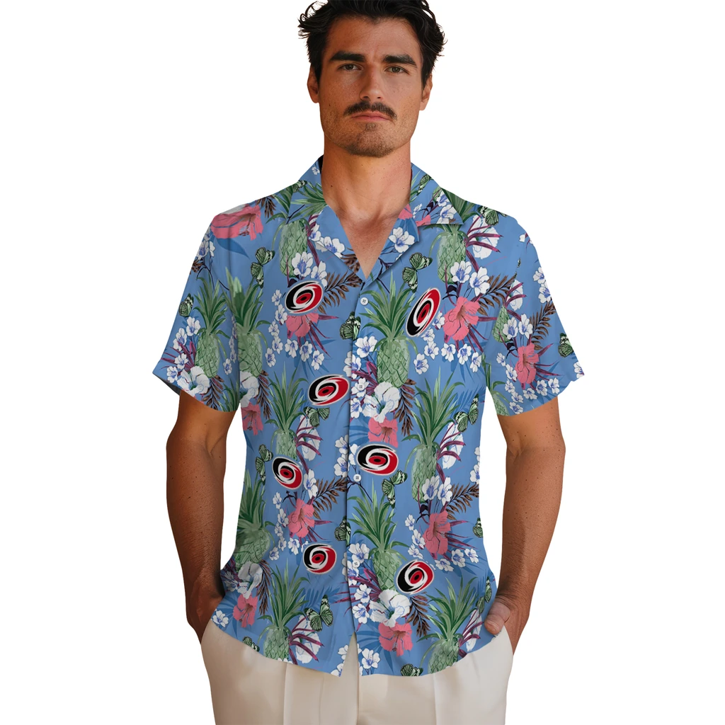 Carolina Hurricanes Hawaiian Shirt - Pineapple Bouquet 2 Carolina Hurricanes Hawaiian Shirt - Pineapple Bouquet - Image 2