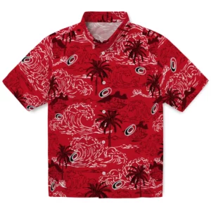 Carolina Hurricanes Hawaiian Shirt - Wave Palm
