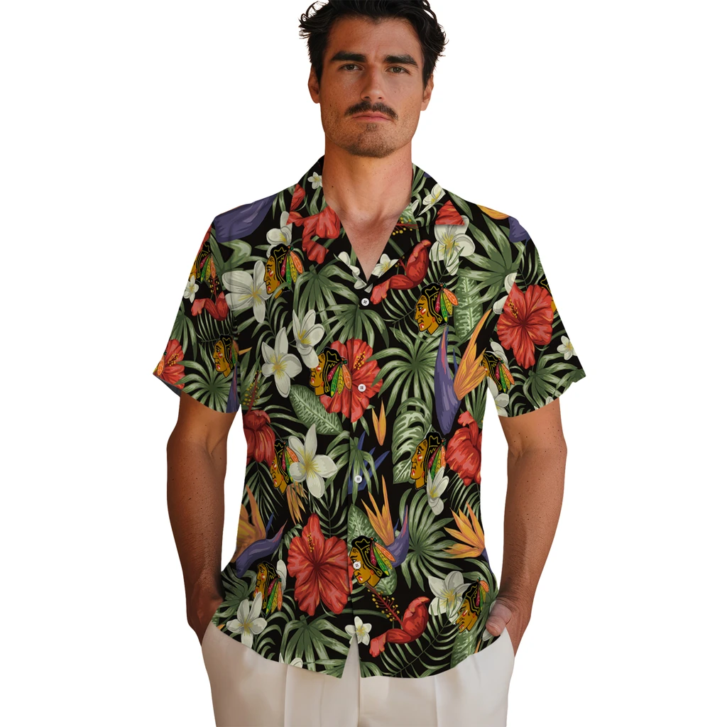 Chicago Blackhawks Hawaiian Shirt - Hawaii Floral Hibiscus 2 Chicago Blackhawks Hawaiian Shirt - Hawaii Floral Hibiscus - Image 2