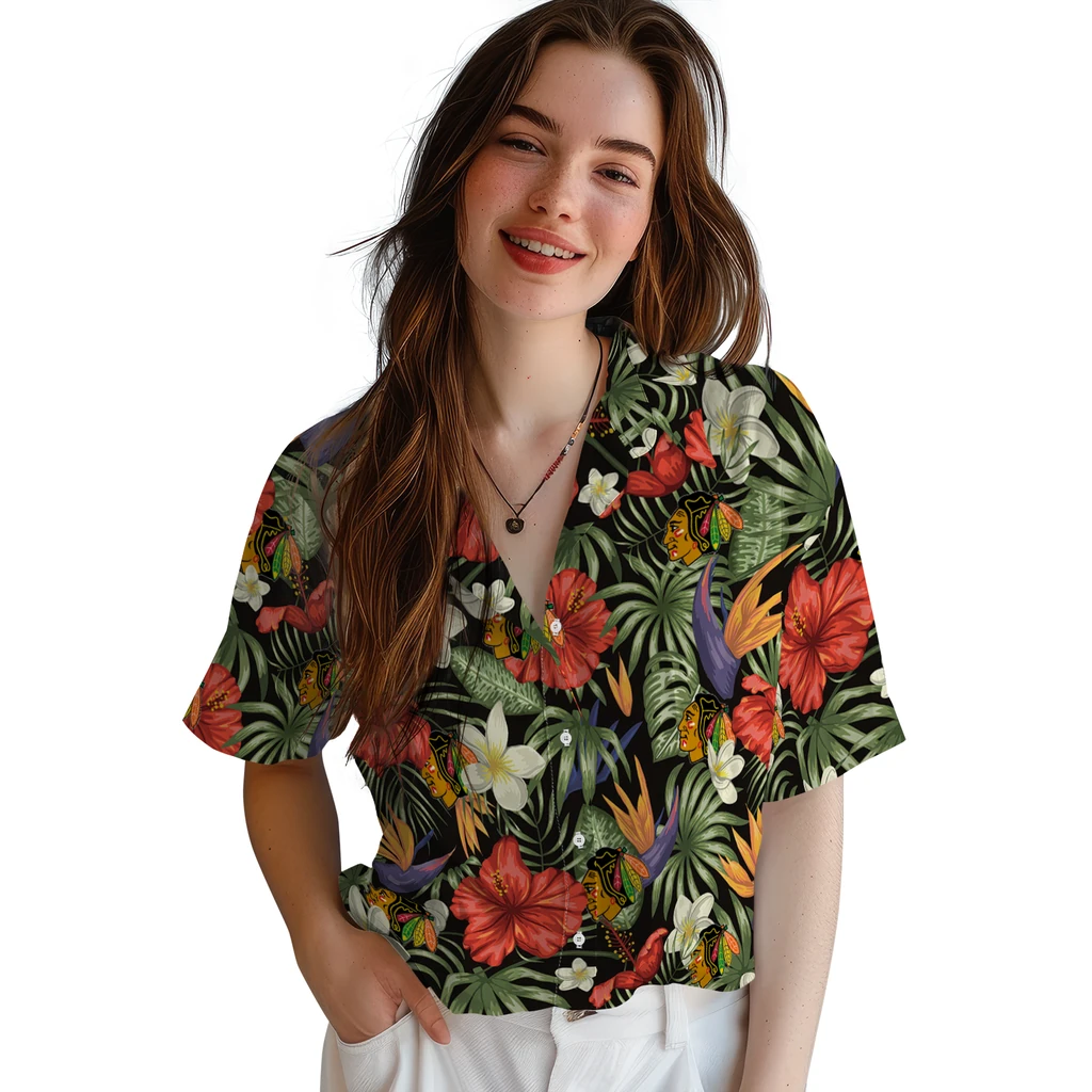 Chicago Blackhawks Hawaiian Shirt - Hawaii Floral Hibiscus 4 Chicago Blackhawks Hawaiian Shirt - Hawaii Floral Hibiscus - Image 4