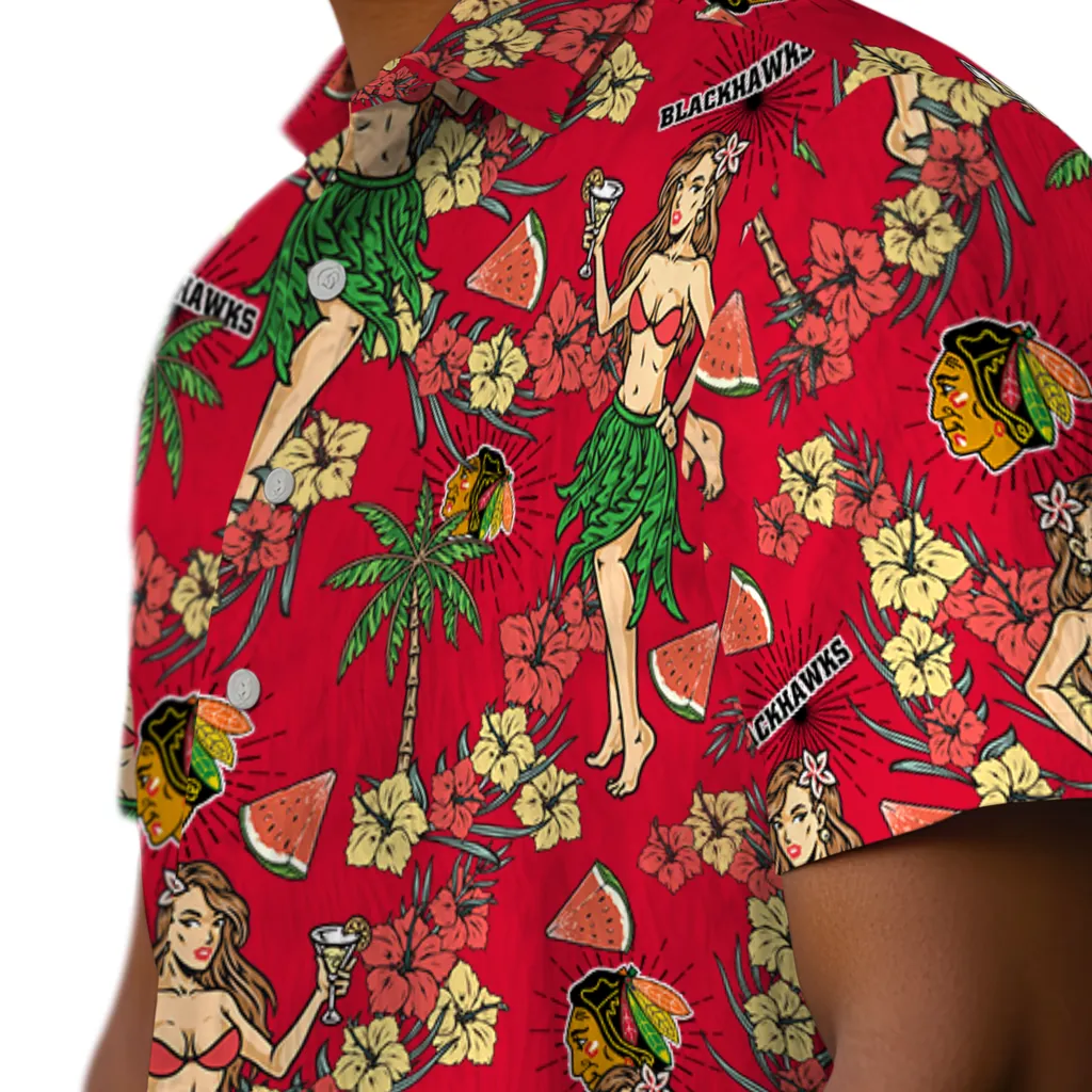 Chicago Blackhawks Hawaiian Shirt - Hawaiian Girls Design 8 Chicago Blackhawks Hawaiian Shirt - Hawaiian Girls Design - Image 8