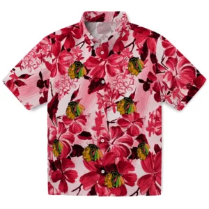 Chicago Blackhawks Hawaiian Shirt - Hibiscus Arrangement