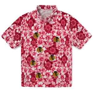 Chicago Blackhawks Hawaiian Shirt - Hibiscus Blooms