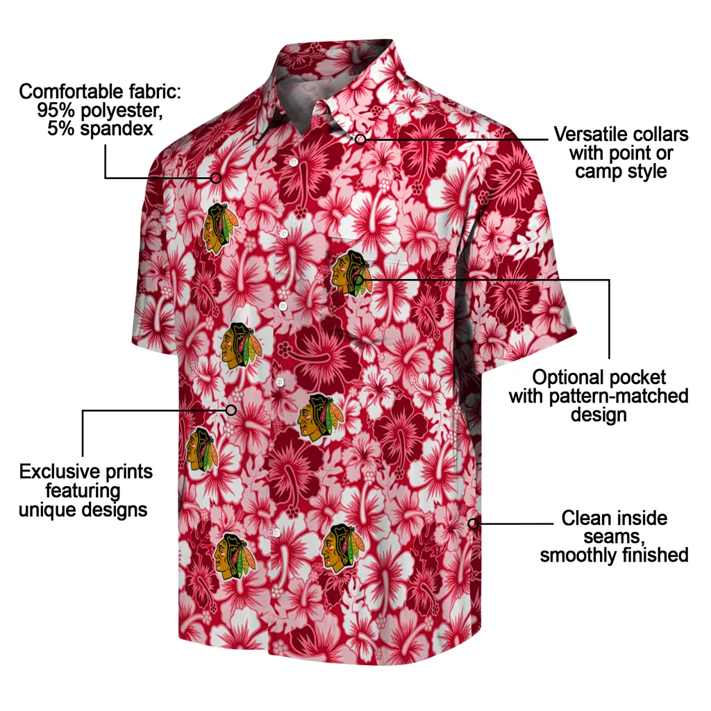 Chicago Blackhawks Hawaiian Shirt - Hibiscus Blooms 5 Chicago Blackhawks Hawaiian Shirt - Hibiscus Blooms - Image 5