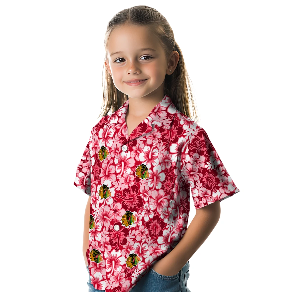 Chicago Blackhawks Hawaiian Shirt - Hibiscus Blooms 6 Chicago Blackhawks Hawaiian Shirt - Hibiscus Blooms - Image 6