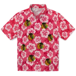 Chicago Blackhawks Hawaiian Shirt - Hibiscus Cluster