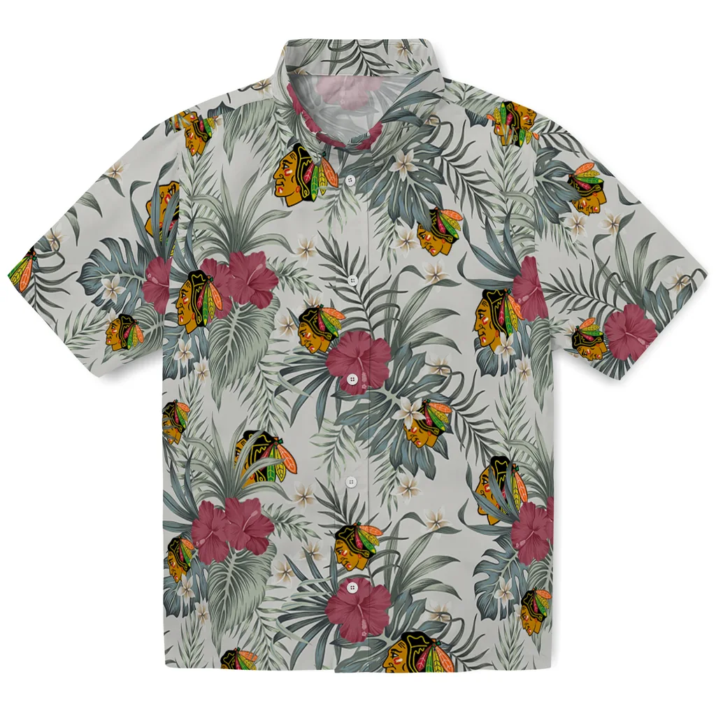 Chicago Blackhawks Hawaiian Shirt - Hibiscus Designs 1 Chicago Blackhawks Hawaiian Shirt - Hibiscus Designs