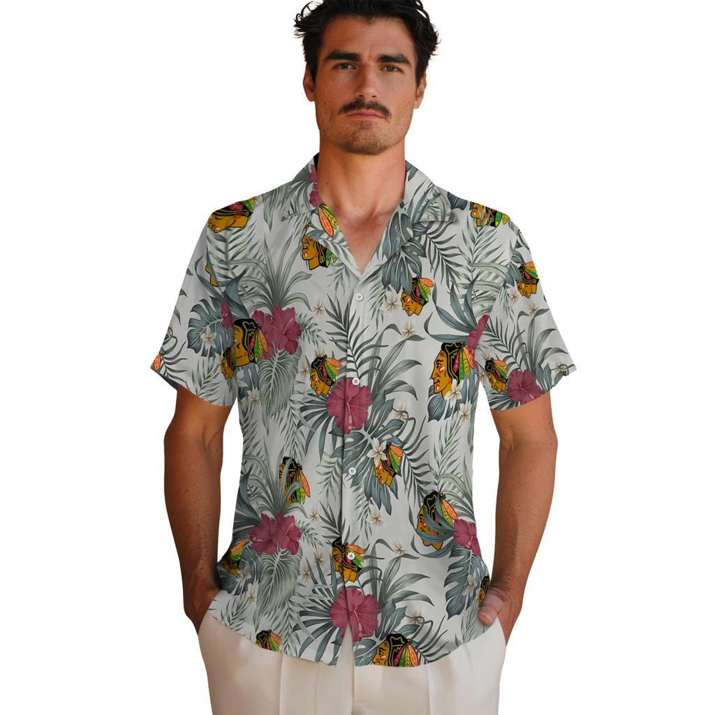 Chicago Blackhawks Hawaiian Shirt - Hibiscus Designs 2 Chicago Blackhawks Hawaiian Shirt - Hibiscus Designs - Image 2
