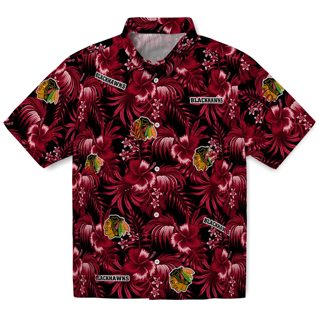 Chicago Blackhawks Hawaiian Shirt - Hibiscus Exotica 1 Chicago Blackhawks Hawaiian Shirt - Hibiscus Exotica