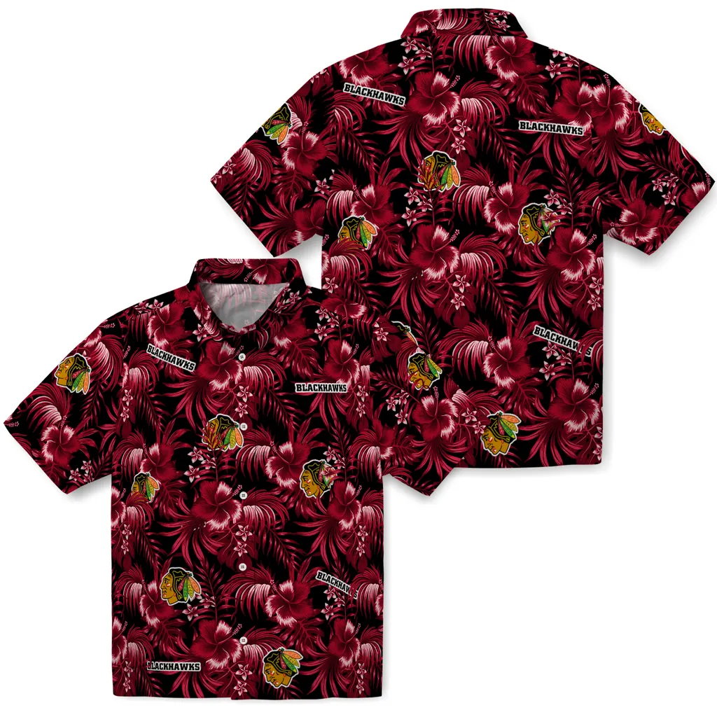 Chicago Blackhawks Hawaiian Shirt - Hibiscus Exotica 3 Chicago Blackhawks Hawaiian Shirt - Hibiscus Exotica - Image 3