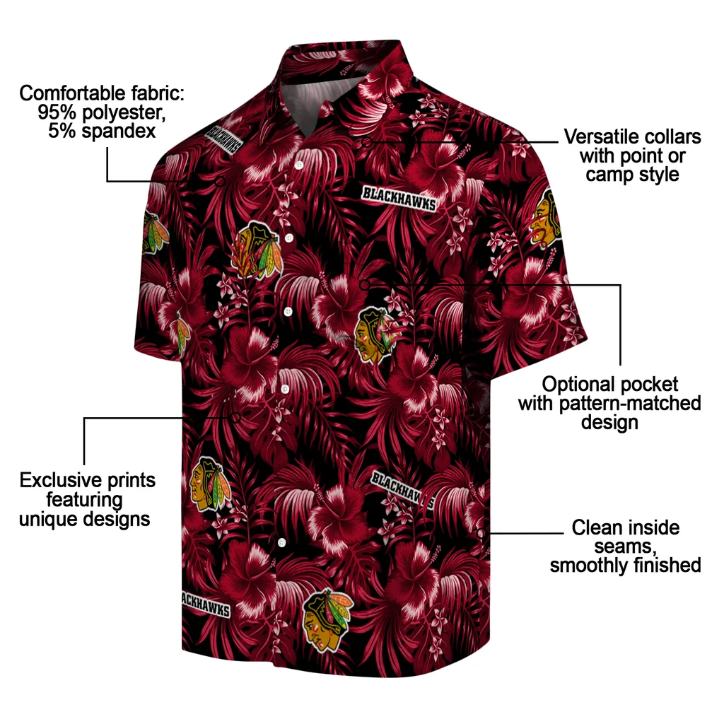 Chicago Blackhawks Hawaiian Shirt - Hibiscus Exotica 5 Chicago Blackhawks Hawaiian Shirt - Hibiscus Exotica - Image 5