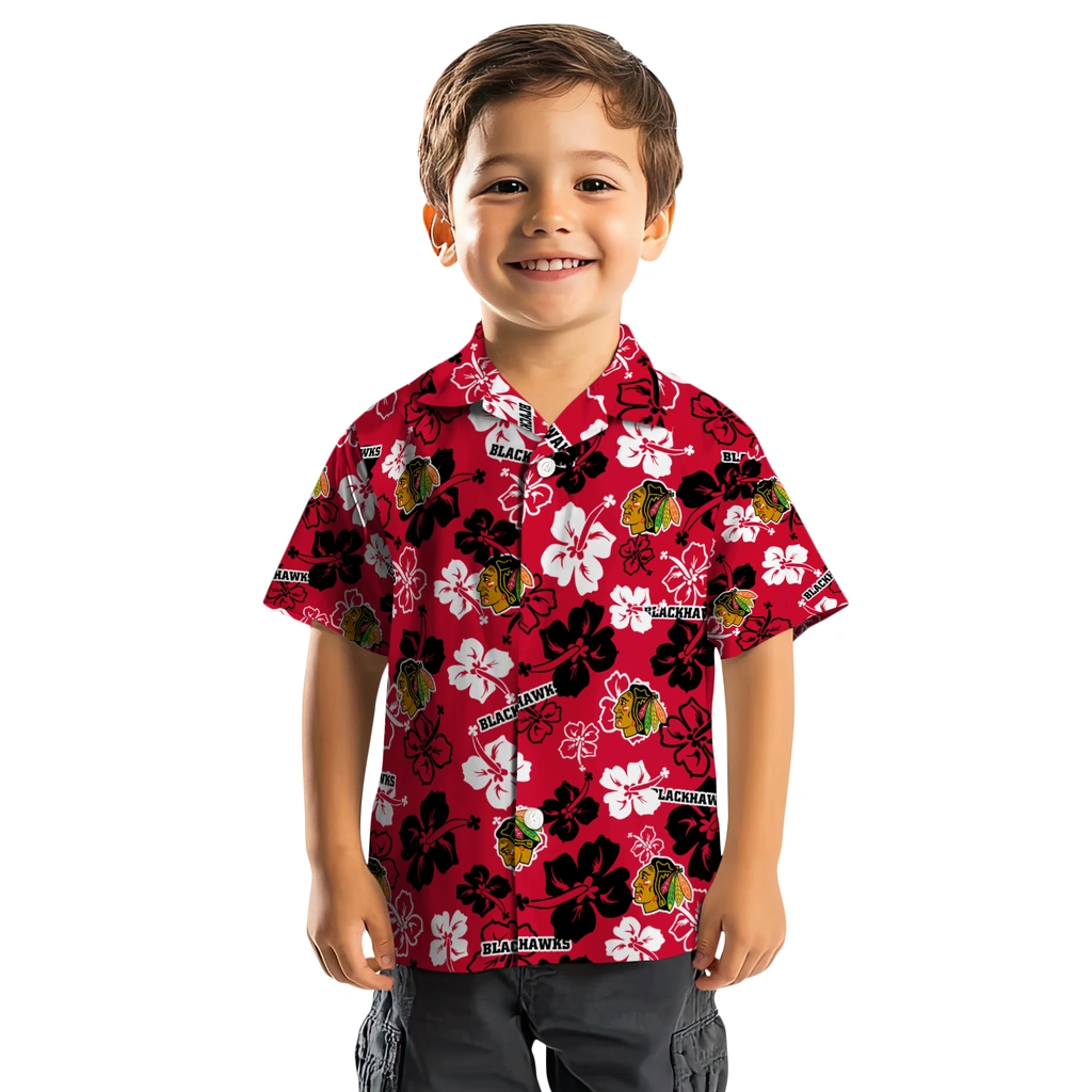 Chicago Blackhawks Hawaiian Shirt - Hibiscus Flower Design 7 Chicago Blackhawks Hawaiian Shirt - Hibiscus Flower Design - Image 7