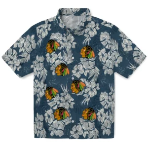 Chicago Blackhawks Hawaiian Shirt - Hibiscus Flowers