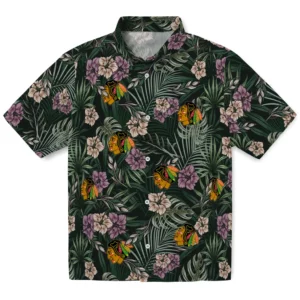 Chicago Blackhawks Hawaiian Shirt - Hibiscus Leaves Pattern