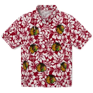Chicago Blackhawks Hawaiian Shirt - Hibiscus Motif