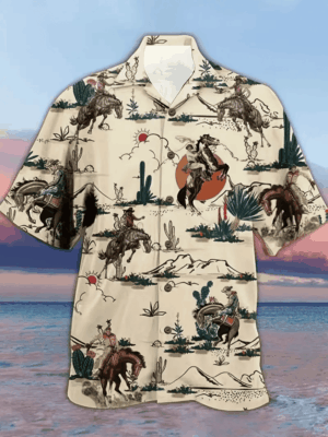 Western Cowboy Adventure Cactus Aloha Hawaiian Shirt