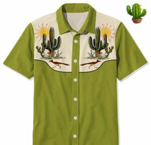 Arizona Roadrunner Boho Desert Cactus Aloha Hawaiian Shirt