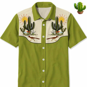 Arizona Roadrunner Boho Desert Cactus Aloha Hawaiian Shirt