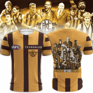 AFL Hawthorn Football Club Jersey Celebrating 100 Years Of Hawthorn Merch Gifts For Husband