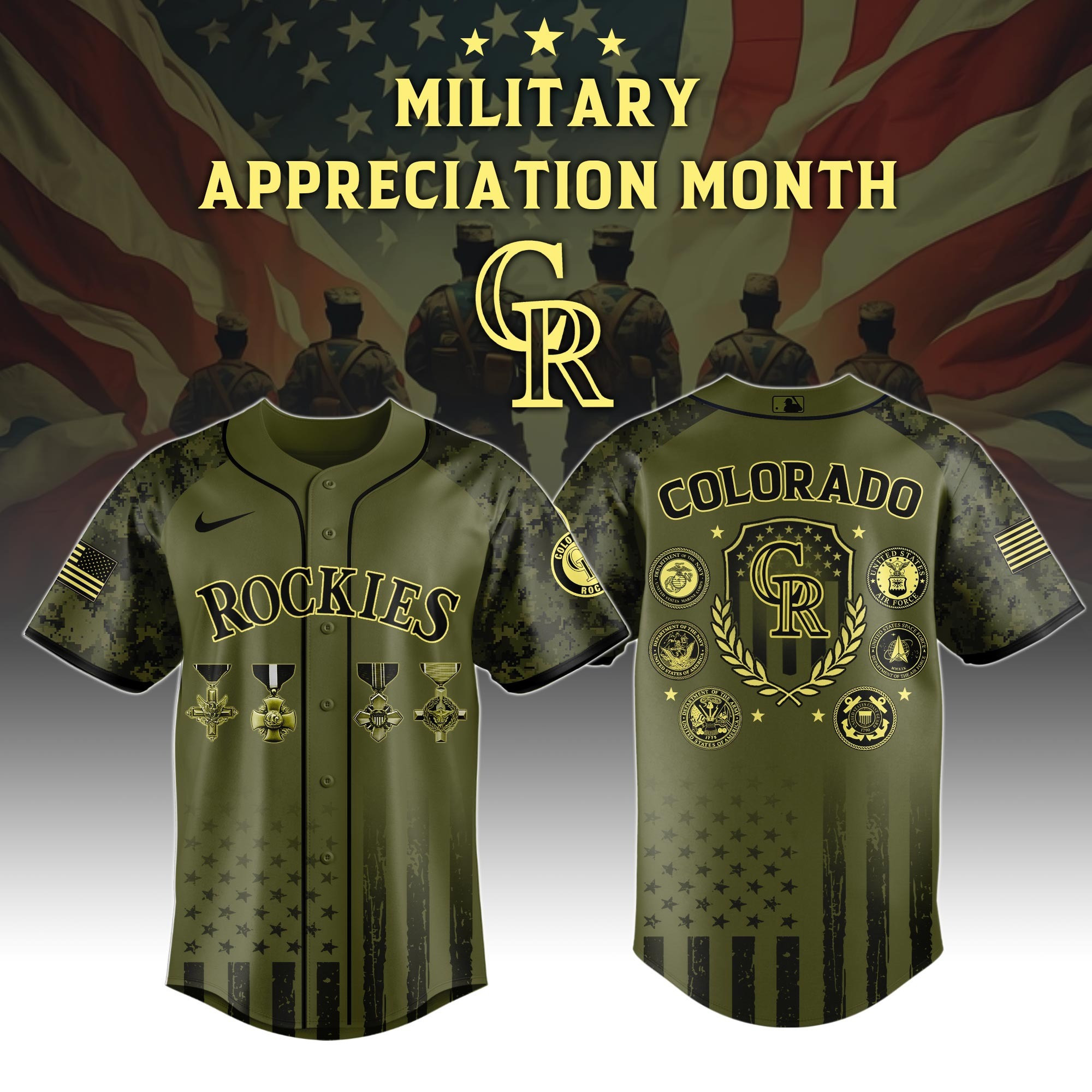 Colorado Rockies x Military Appreciation Month Special Edition Jersey 2025 1 Colorado Rockies x Military Appreciation Month Special Edition Jersey 2025