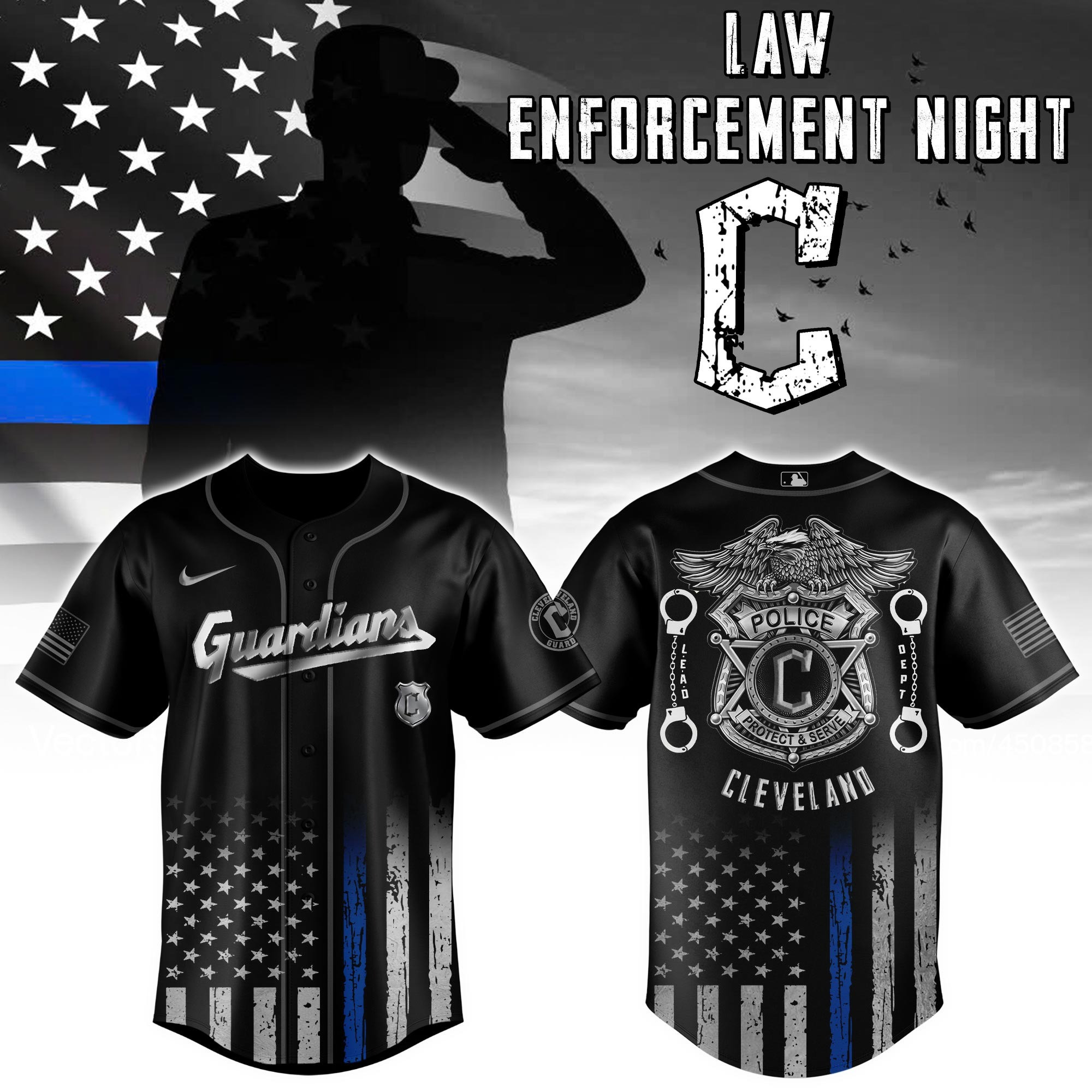 Cleveland Guardians x Law Enforcement Night Edition Jersey 2025 1 Cleveland Guardians x Law Enforcement Night Edition Jersey 2025