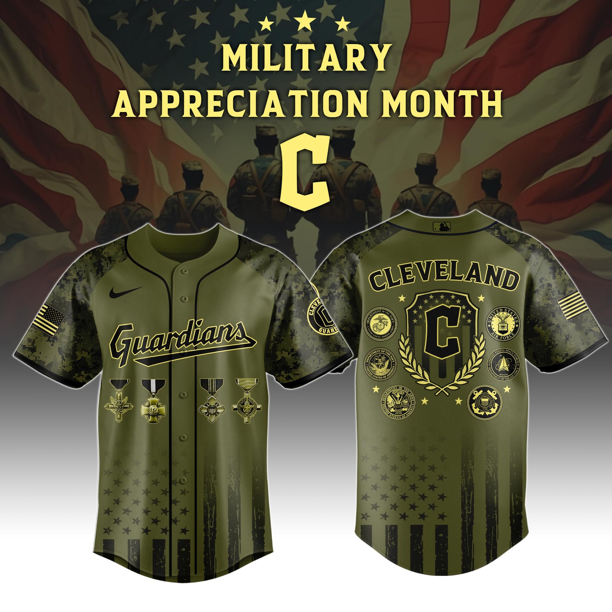 Cleveland Guardians x Military Appreciation Month Special Edition Jersey 2025 1 Cleveland Guardians x Military Appreciation Month Special Edition Jersey 2025