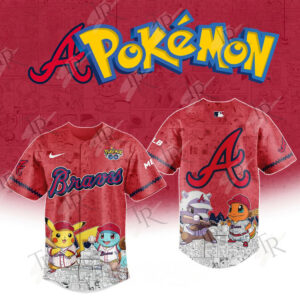 2025 Atlanta Braves Pokemon Go Special Edition Baseball Jersey Unique Baseball Gifts