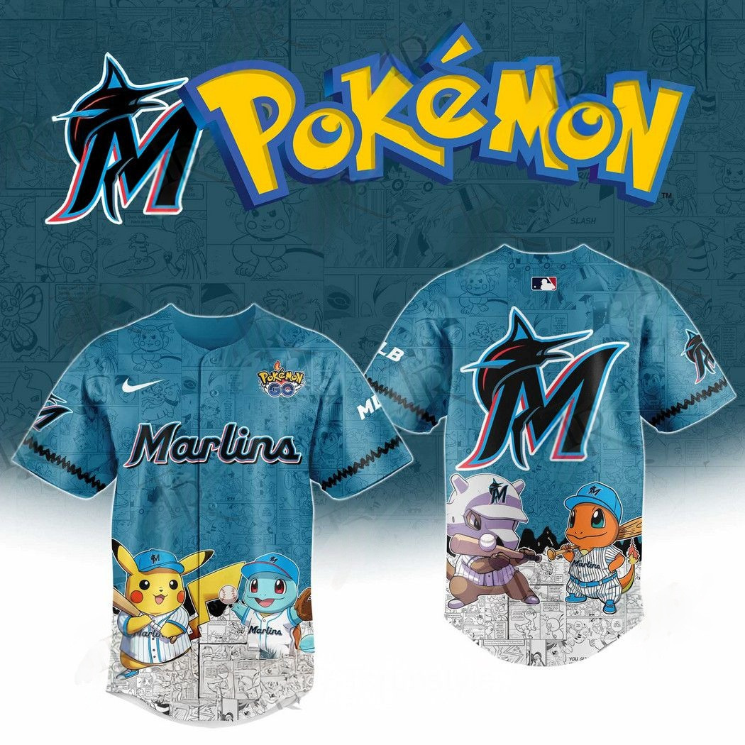 2025 Miami Marlins Pokemon Go Special Edition Baseball Jersey Baseball Father's Day Gifts 1 2025 Miami Marlins Pokemon Go Special Edition Baseball Jersey Baseball Father's Day Gifts