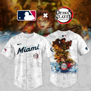 2025 Miami Marlins X Demon Slayer Baseball Jersey Baseball Lover Gift Ideas