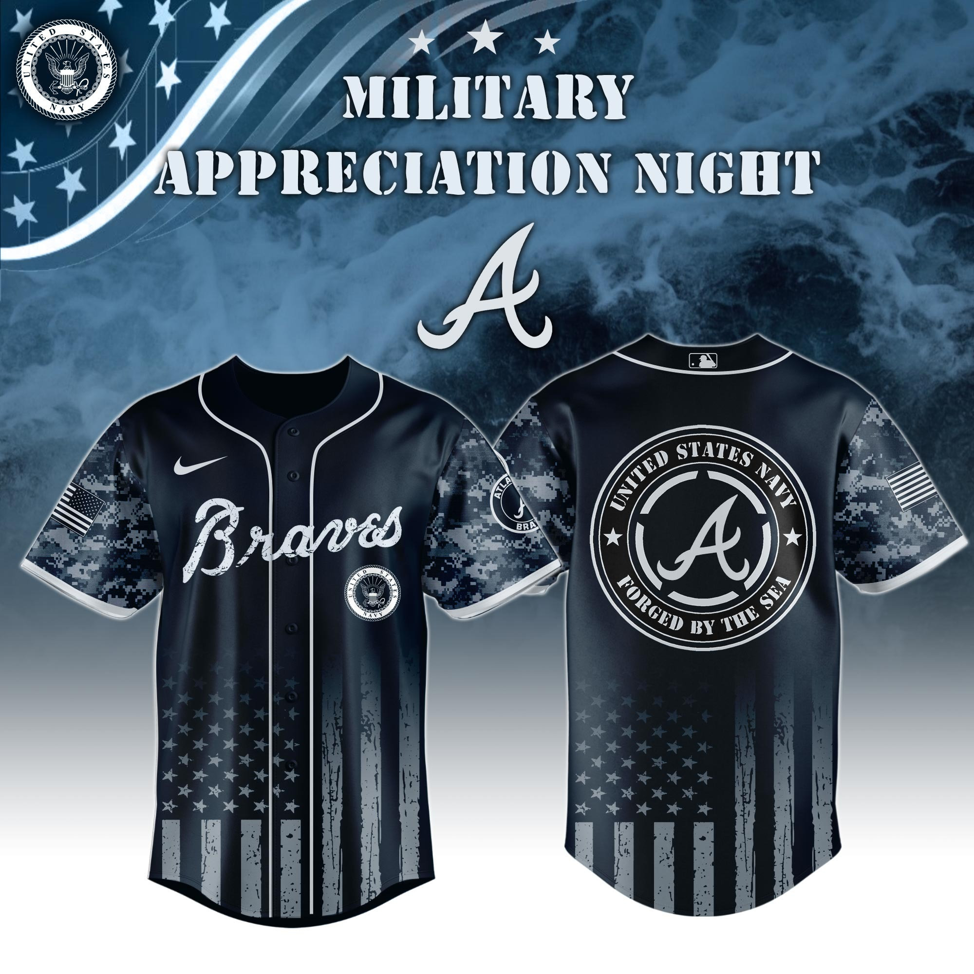 Atlanta Braves x Navy Military Appreciation Night Jersey Cool Baseball Gifts 1 Atlanta Braves x Navy Military Appreciation Night Jersey Cool Baseball Gifts