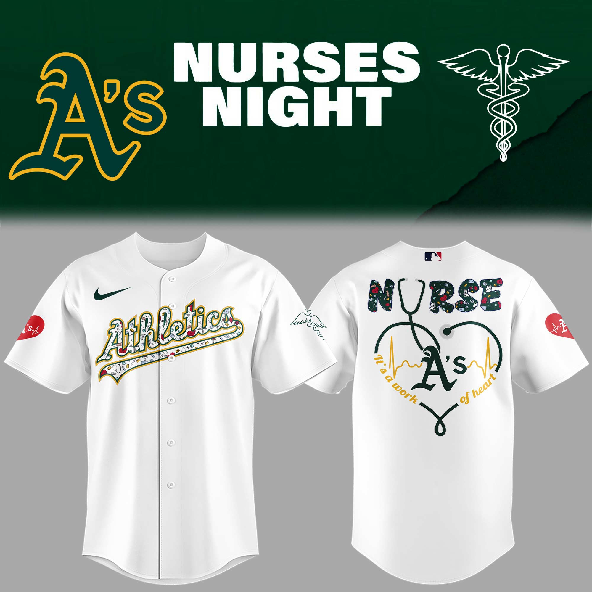 Athletics Baseball Nurses Night White Jersey Gifts For Baseball Players Baseball Fan Gifts 1 Athletics Baseball Nurses Night White Jersey Gifts For Baseball Players Baseball Fan Gifts