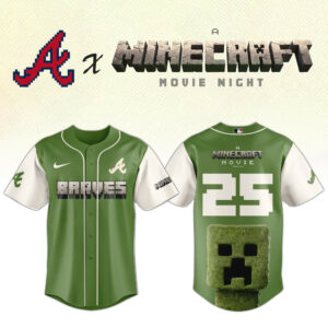 Atlanta Braves x A MINECRAFT MOVIE Night Jersey Fan Merch Gifts For Him