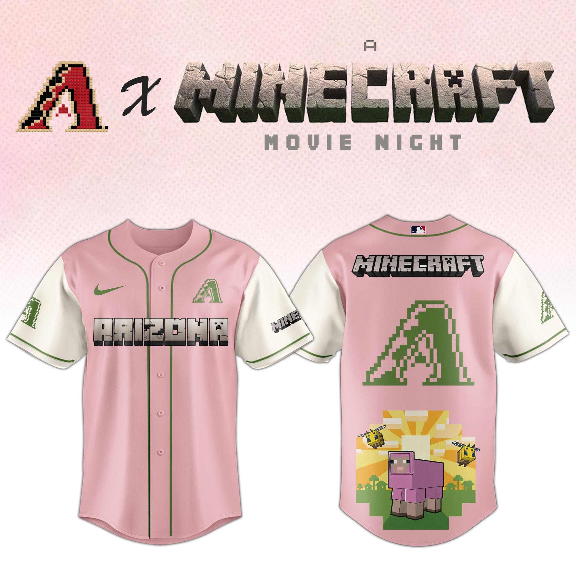 Arizona Diamondbacks x A MINECRAFT MOVIE Night Jersey Gifts For Baseball Fans 1 Arizona Diamondbacks x A MINECRAFT MOVIE Night Jersey Gifts For Baseball Fans