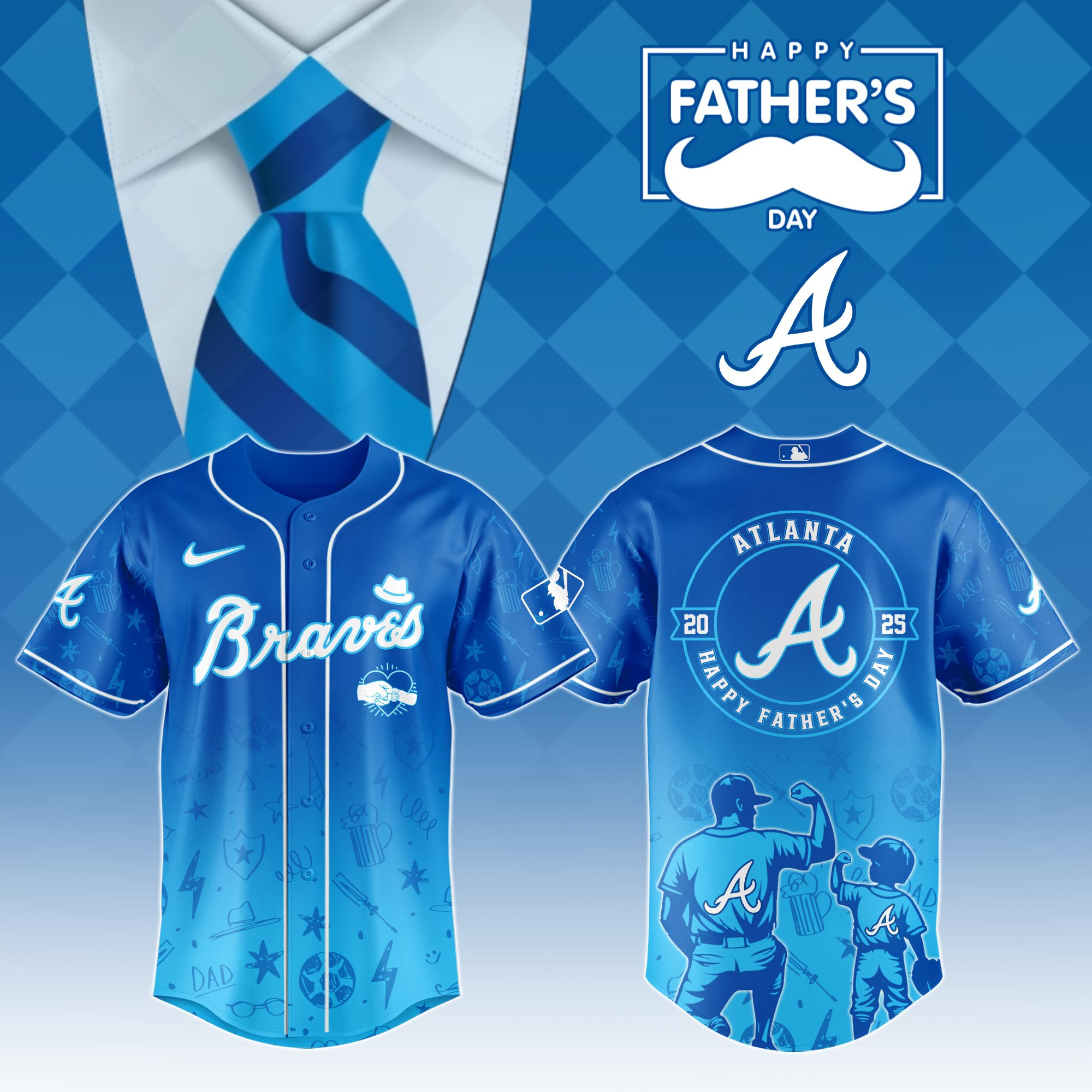 Atlanta Braves Special Father's Day Jersey Baseball Father's Day Gifts 1 Atlanta Braves Special Father's Day Jersey Baseball Father's Day Gifts