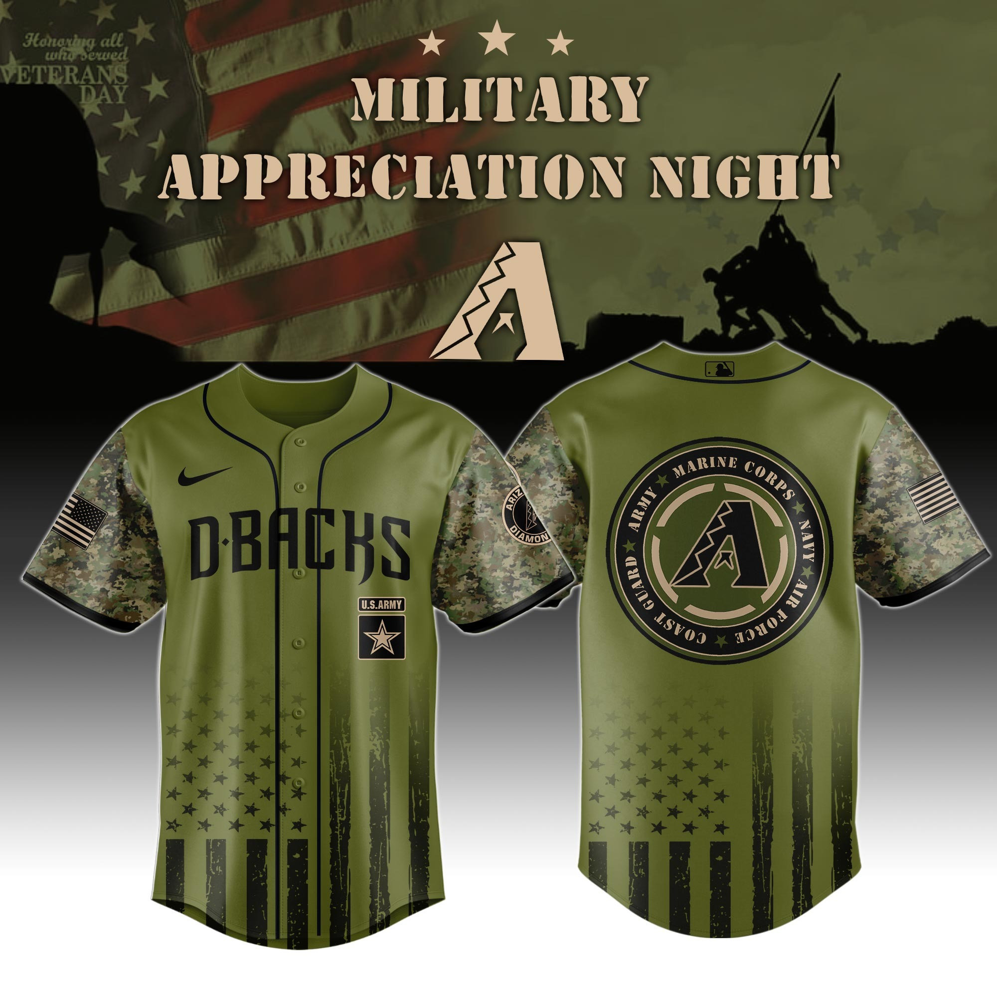 Arizona Diamondbacks x Military Appreciation Night US Army Jersey Gifts For Baseball Fans 1 Arizona Diamondbacks x Military Appreciation Night US Army Jersey Gifts For Baseball Fans