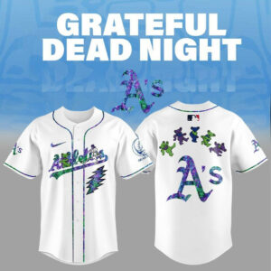Athletics x Grateful Dead Night Baseball Jersey Shirt Gifts For Baseball Lovers