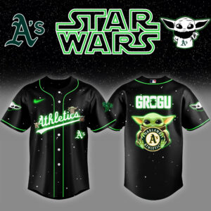 Athletics x Stars Wars Baby Yoda Game Night Baseball Jersey Best Gifts For Hockey Lovers